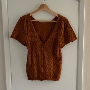 Sezane Women's Rust Button-Up Top - S